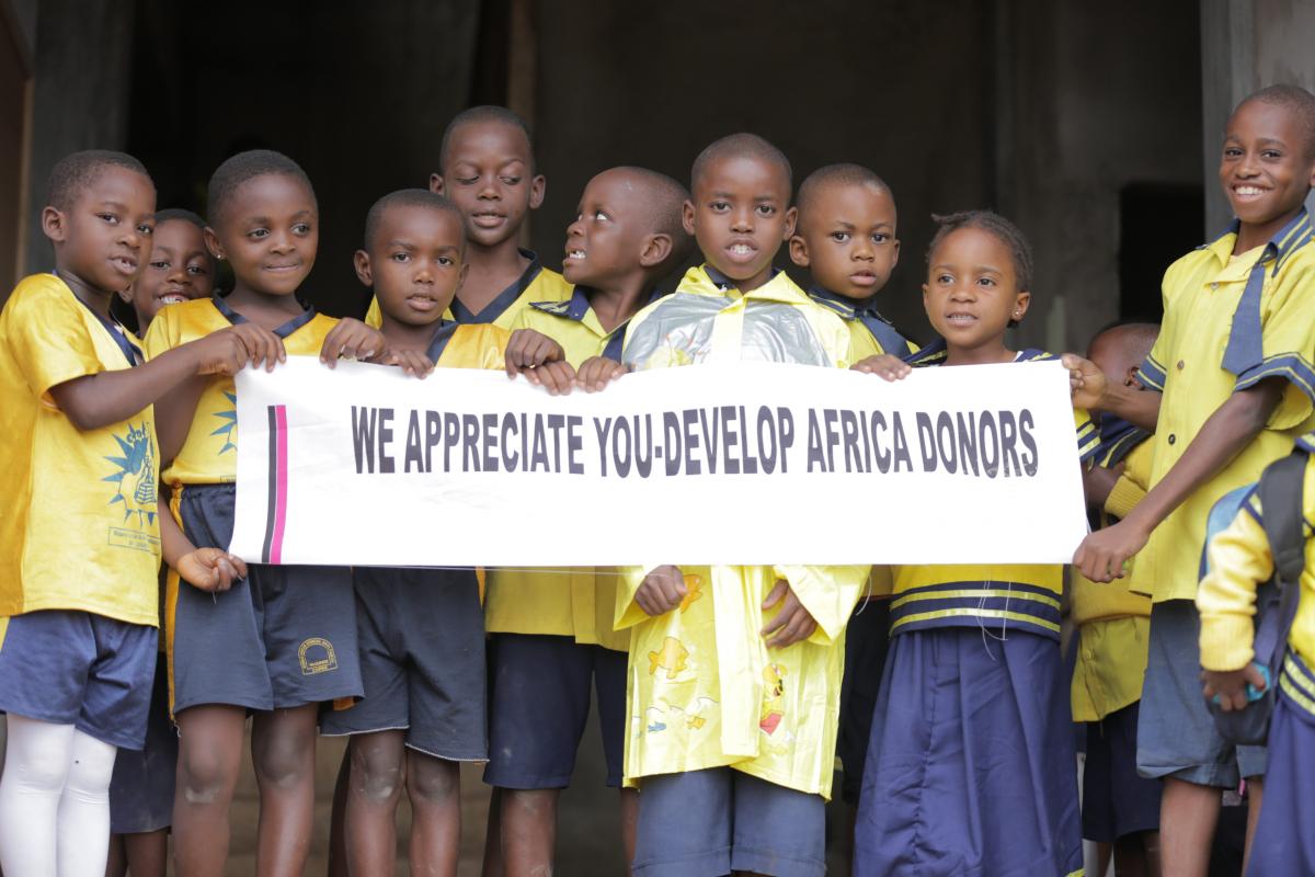 Cameroonian children show their appreciation for Develop Africa 
