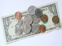 dollar and coins