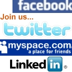 join us on facebook, myspace.com and linked in