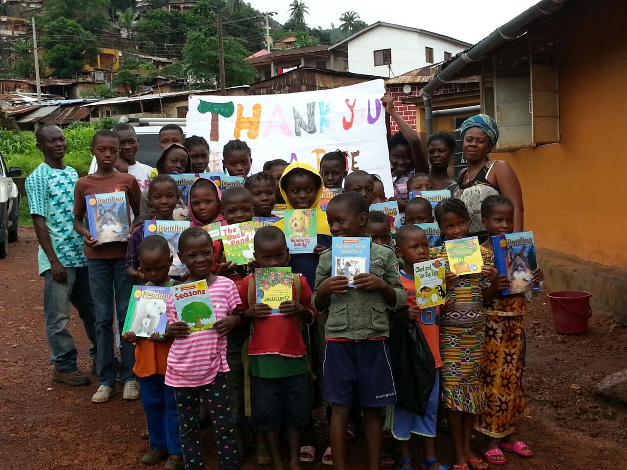 Students with new books 