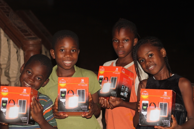 Kids with solar lights 