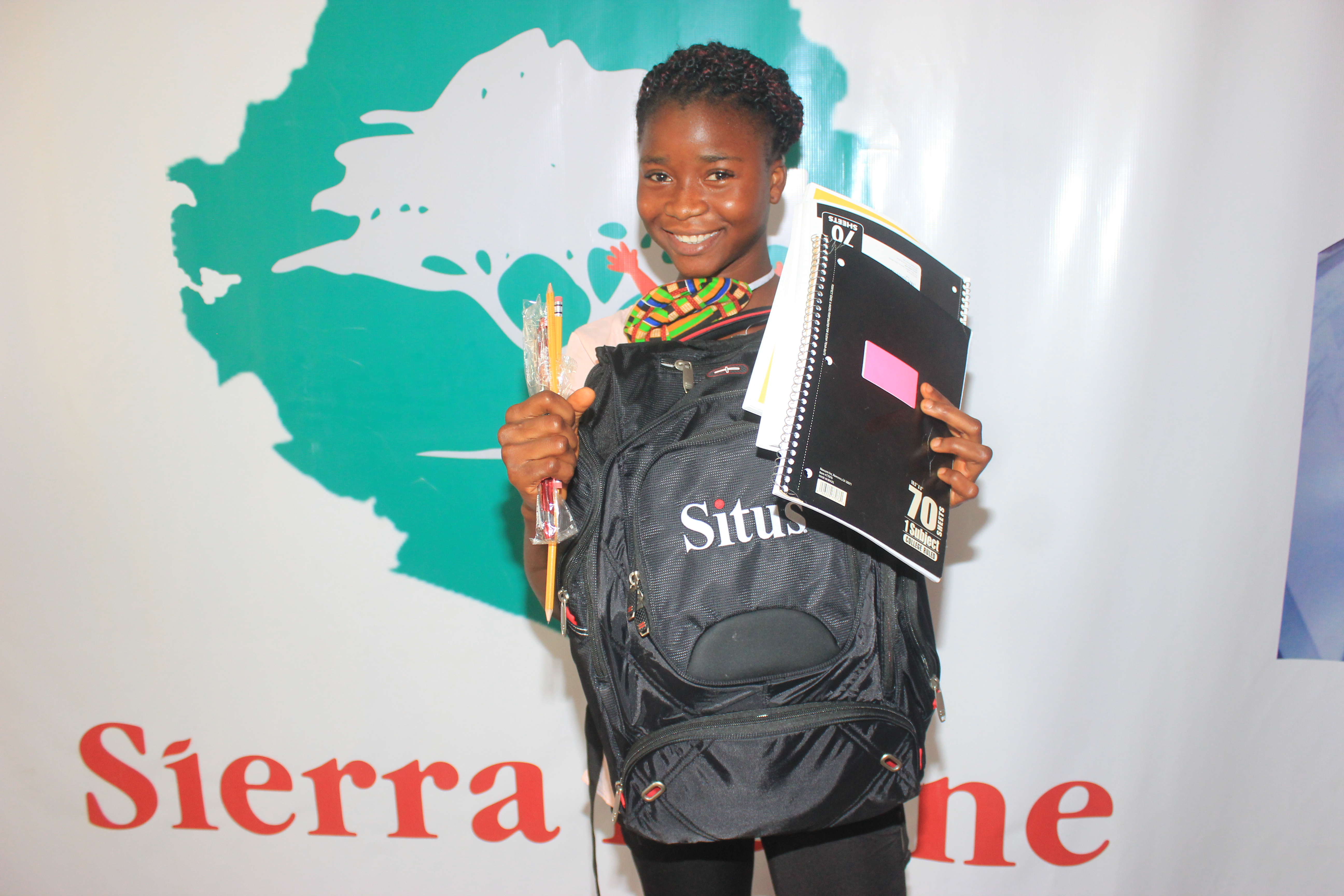 Agnes H with school supplies 