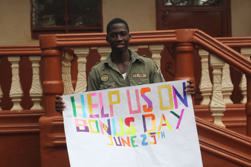 Help Ansumana by donating On June 25th at Noon