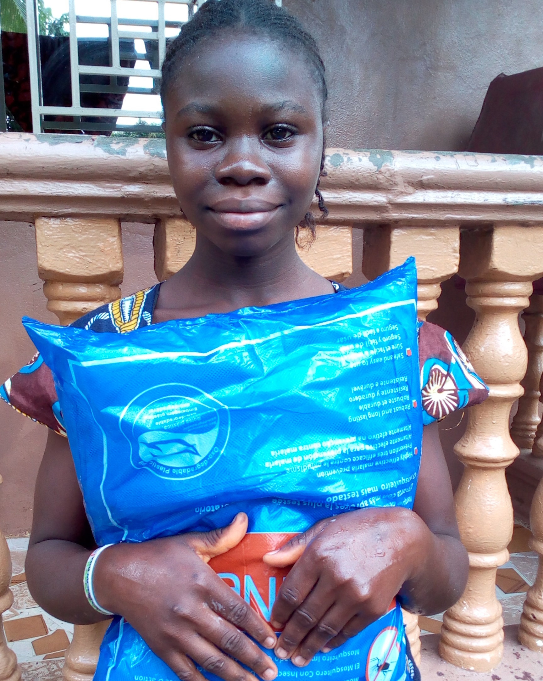 Salamatu Gbongo with mosquito net 