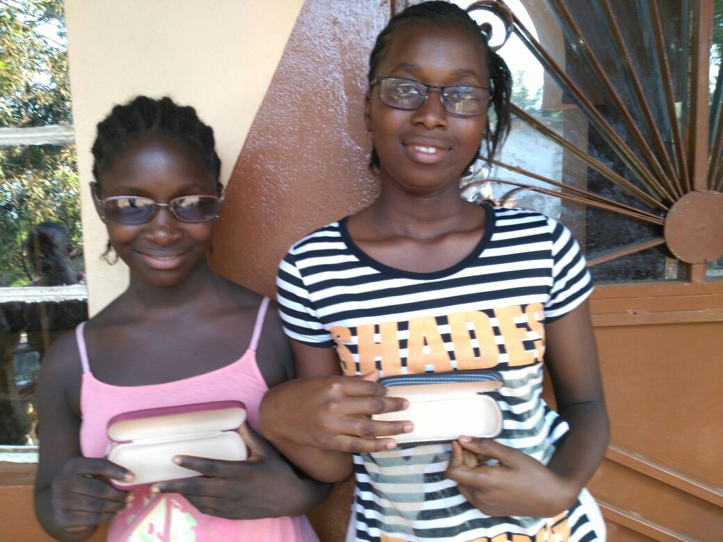 Young girls with new glasses 