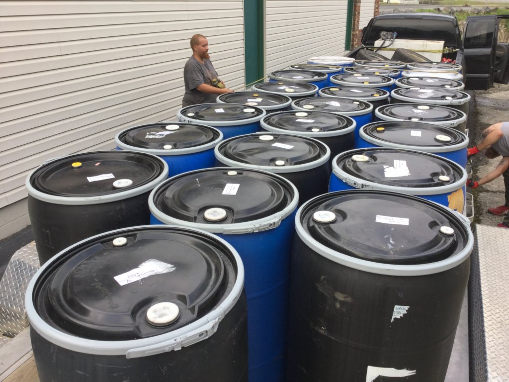 Drums of school supplies 