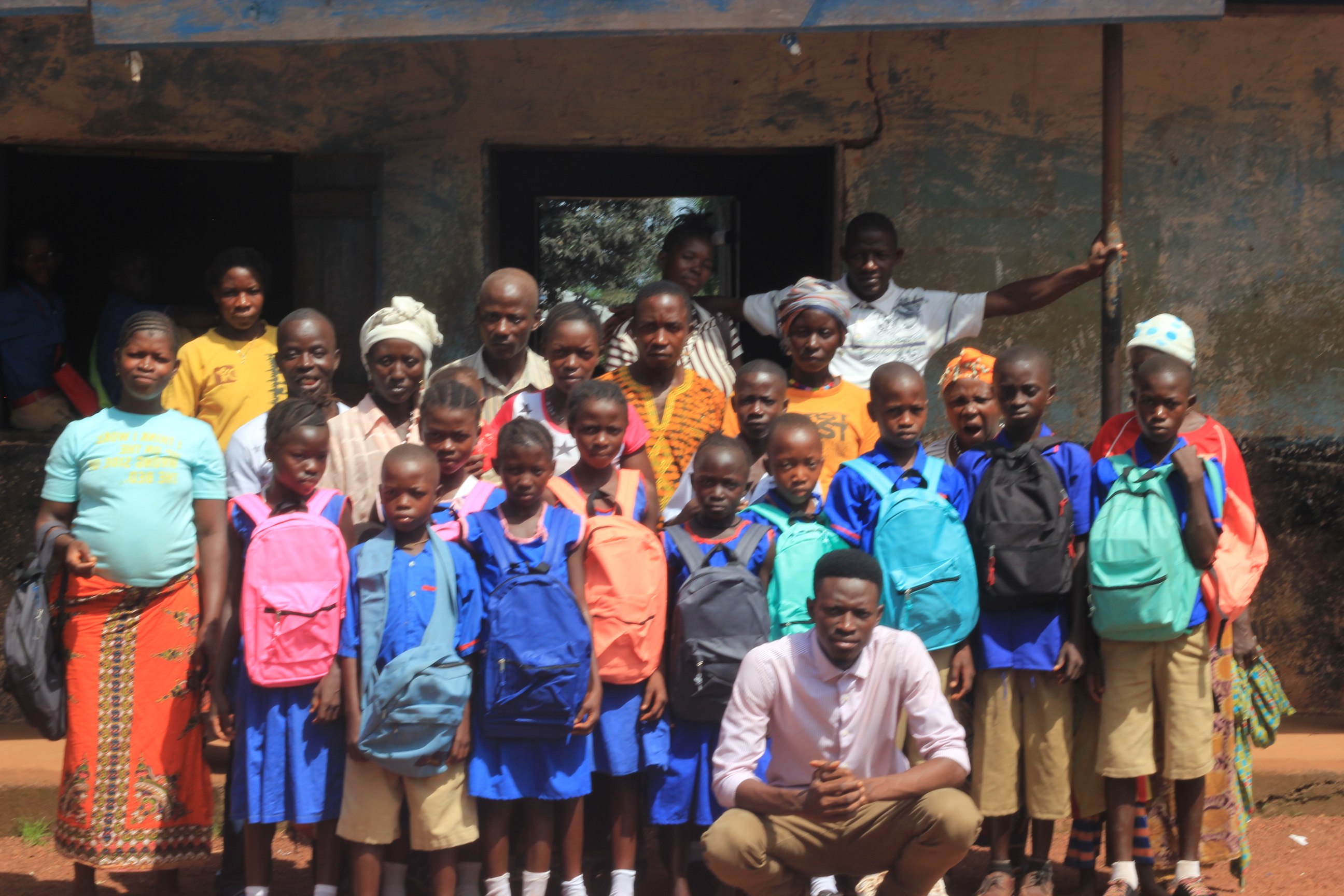Students with new backpacks 