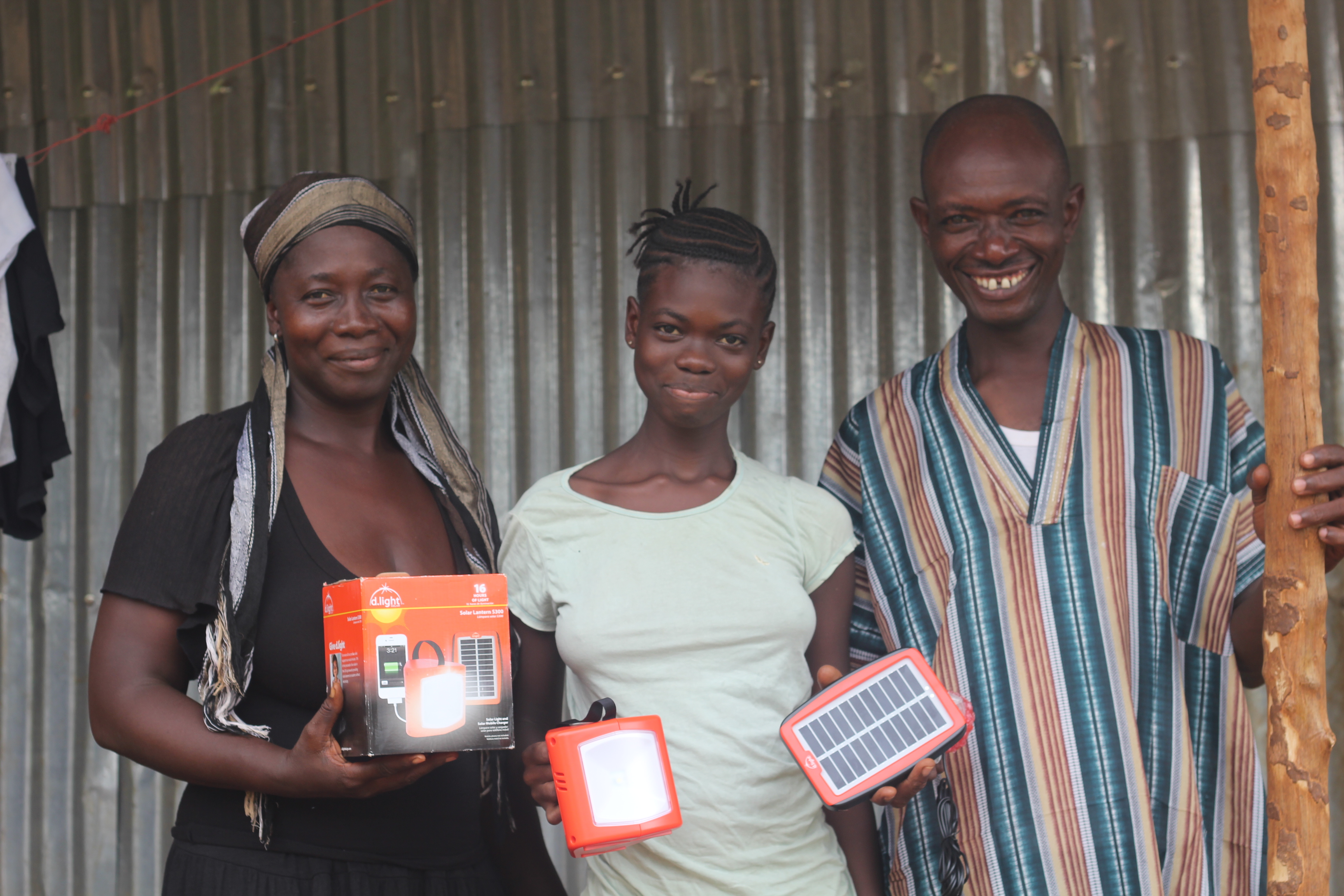 Family with solar lights 
