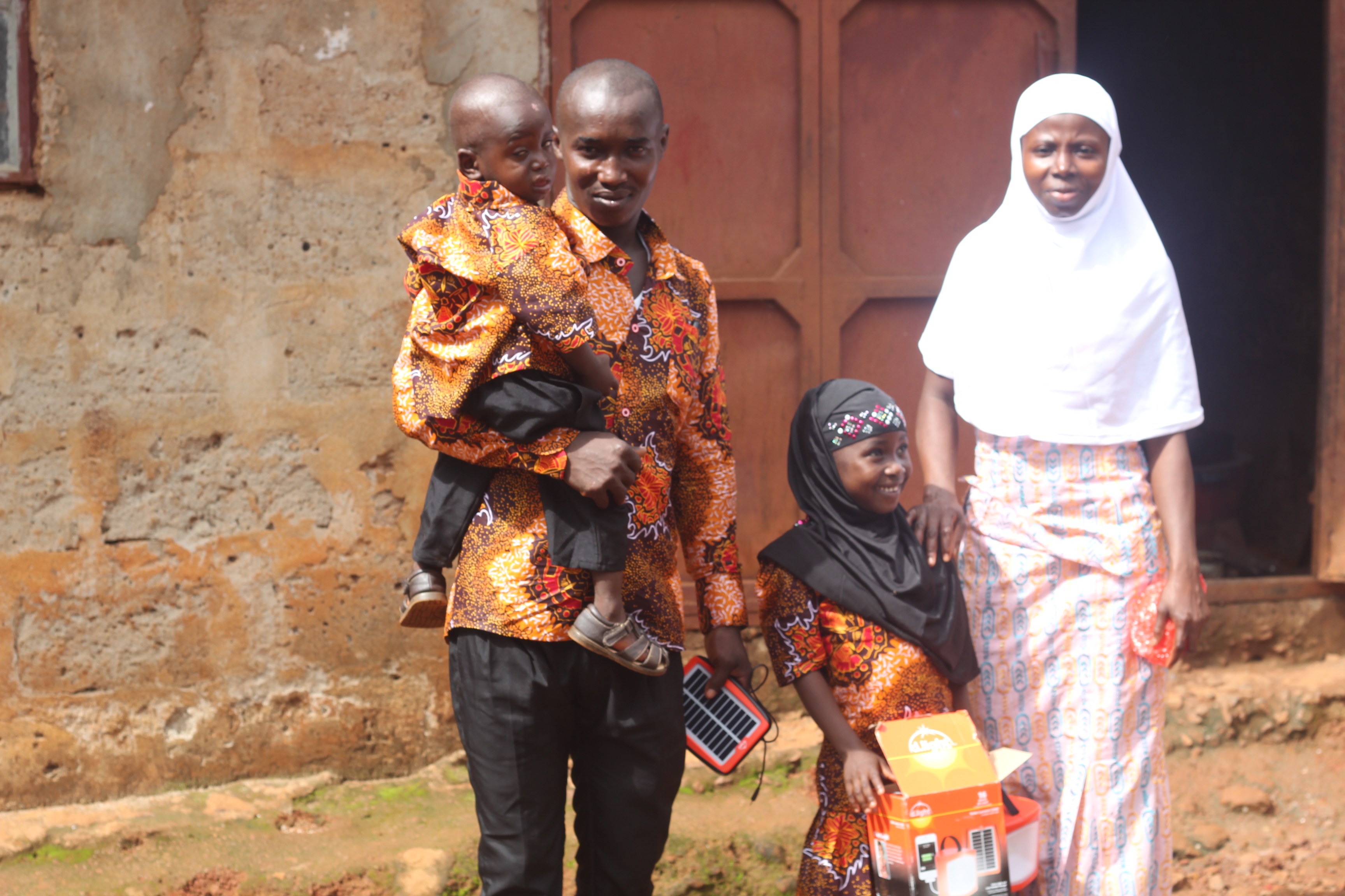 Family with solar lights 