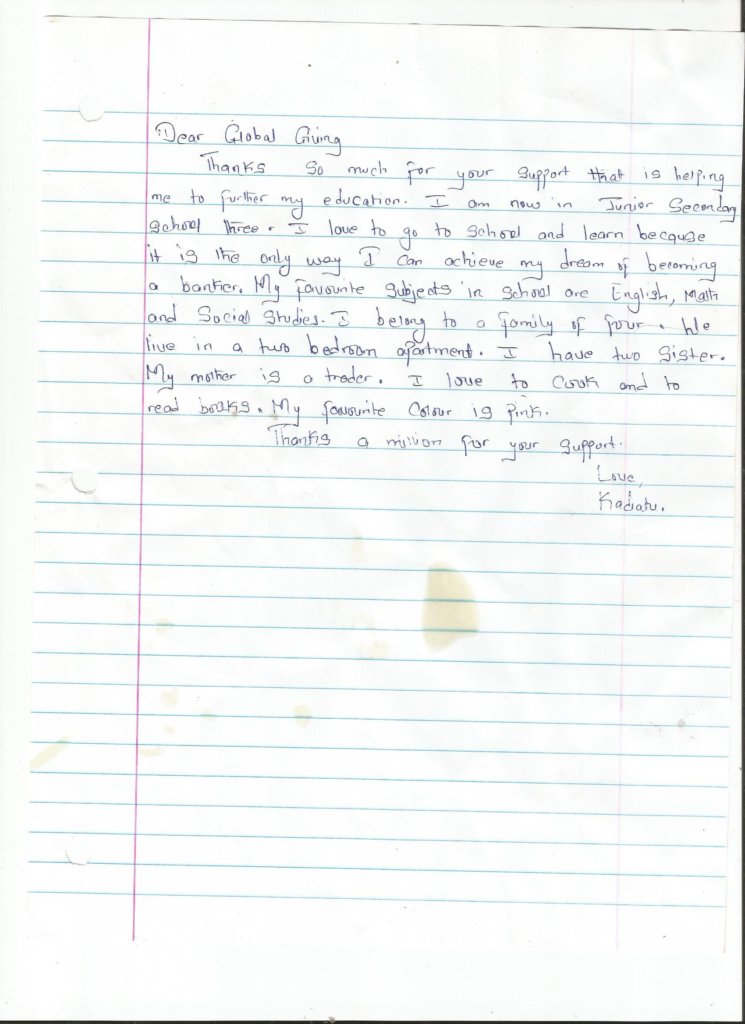 Kadiatu's letter 