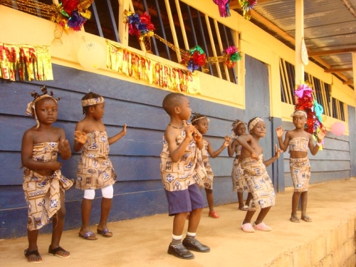 children celebrating at school