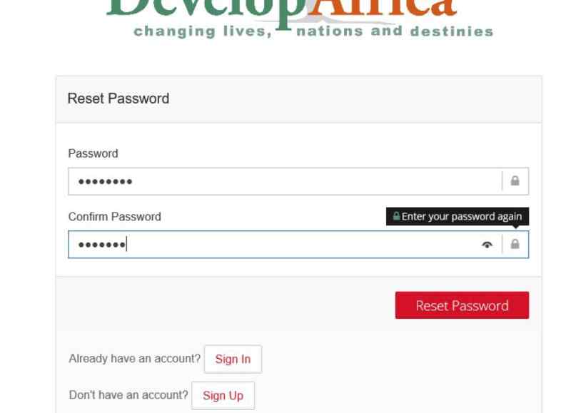 confirm password