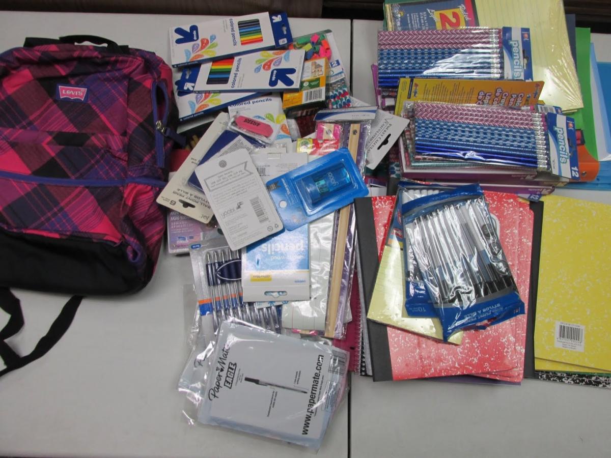 school suplies collected by high school