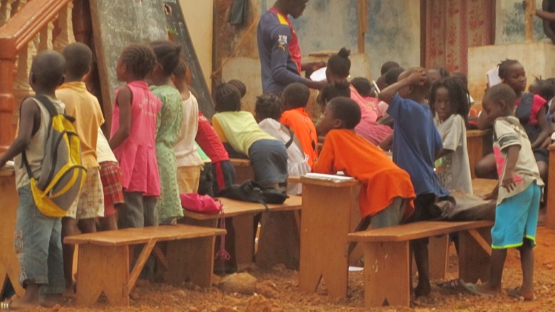 School kids studying 