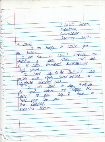 Frederick's letter to his sponsor