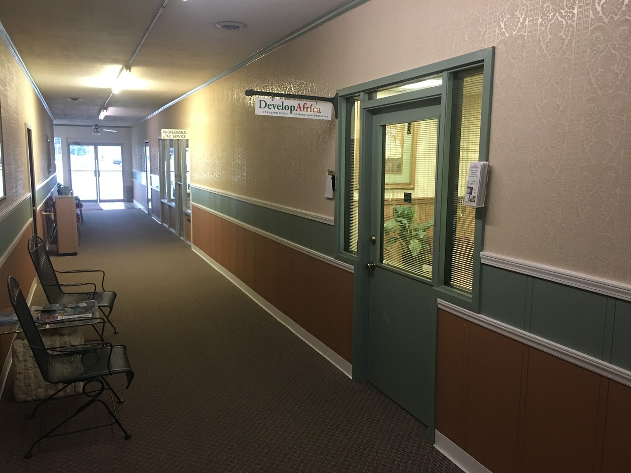 View outside office door