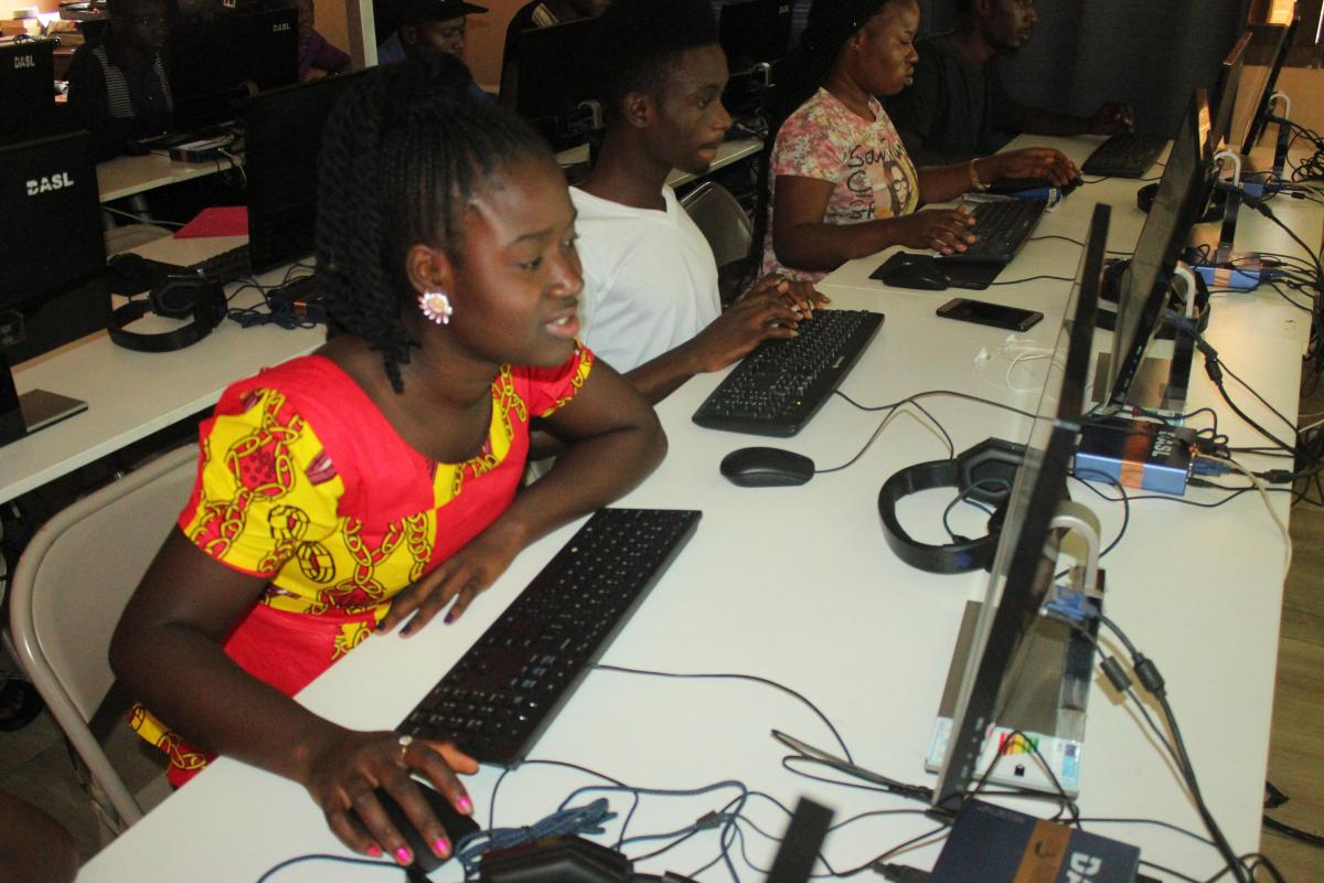 Young lady computer training africa