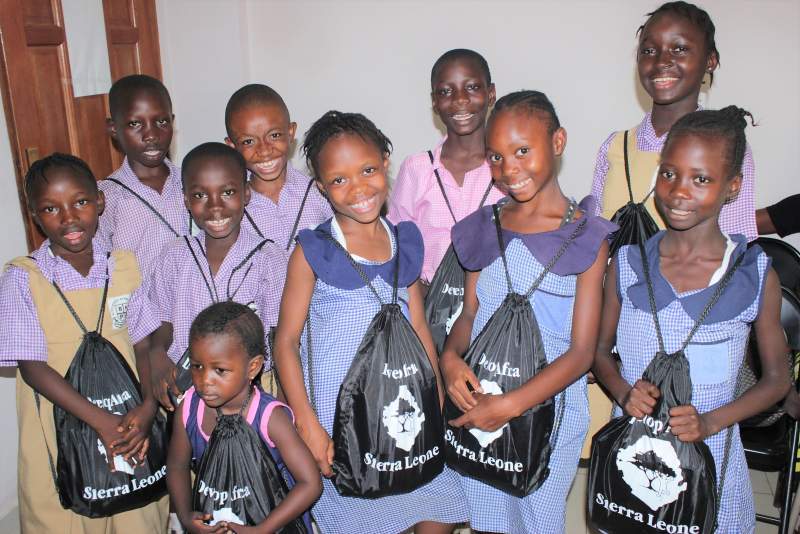 Kids with backpacks of school supplies