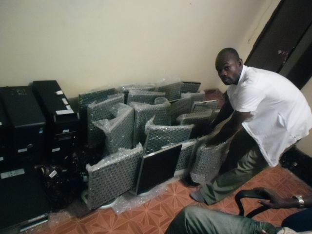 (c) Develop Africa. Monitors and other computing gadgets provided by Develop Africa to aid learning and capacity building in the community.