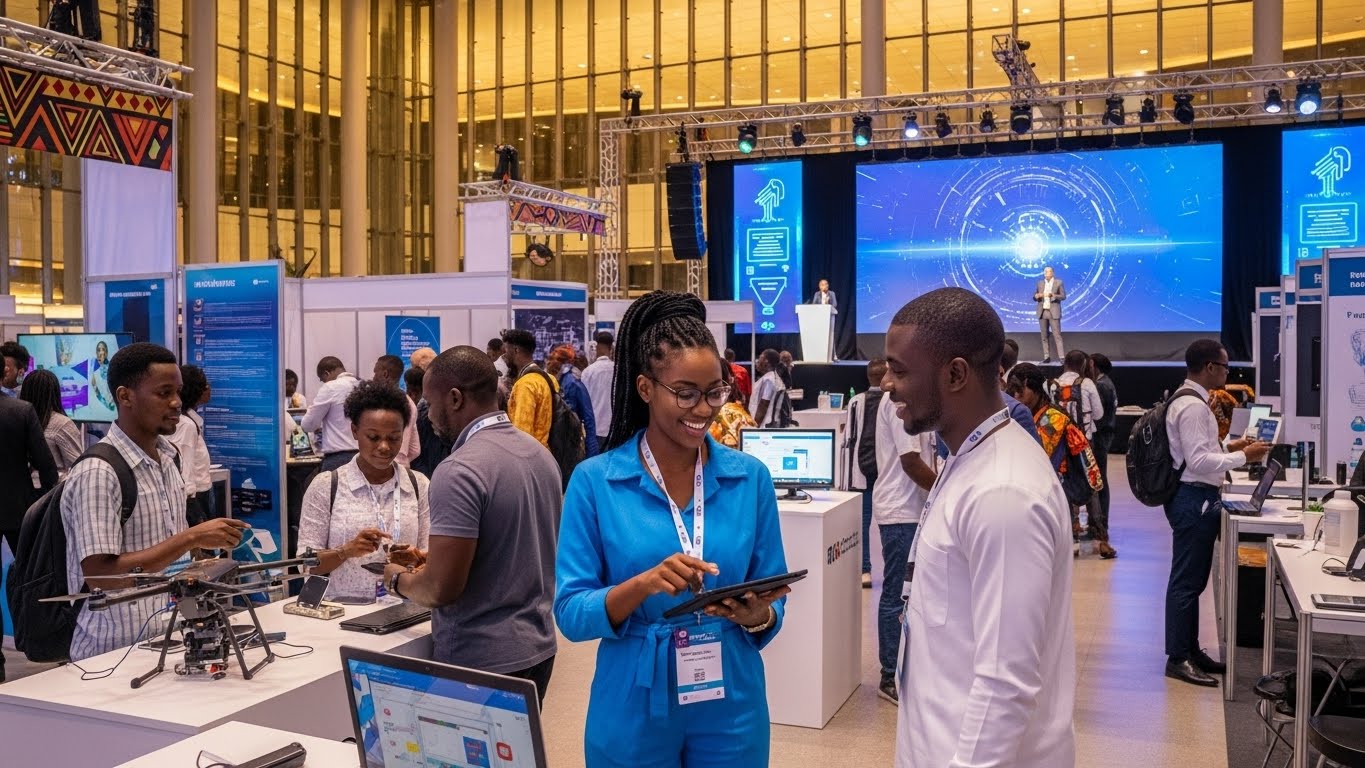 (c) ImageFx. People at a tech event.