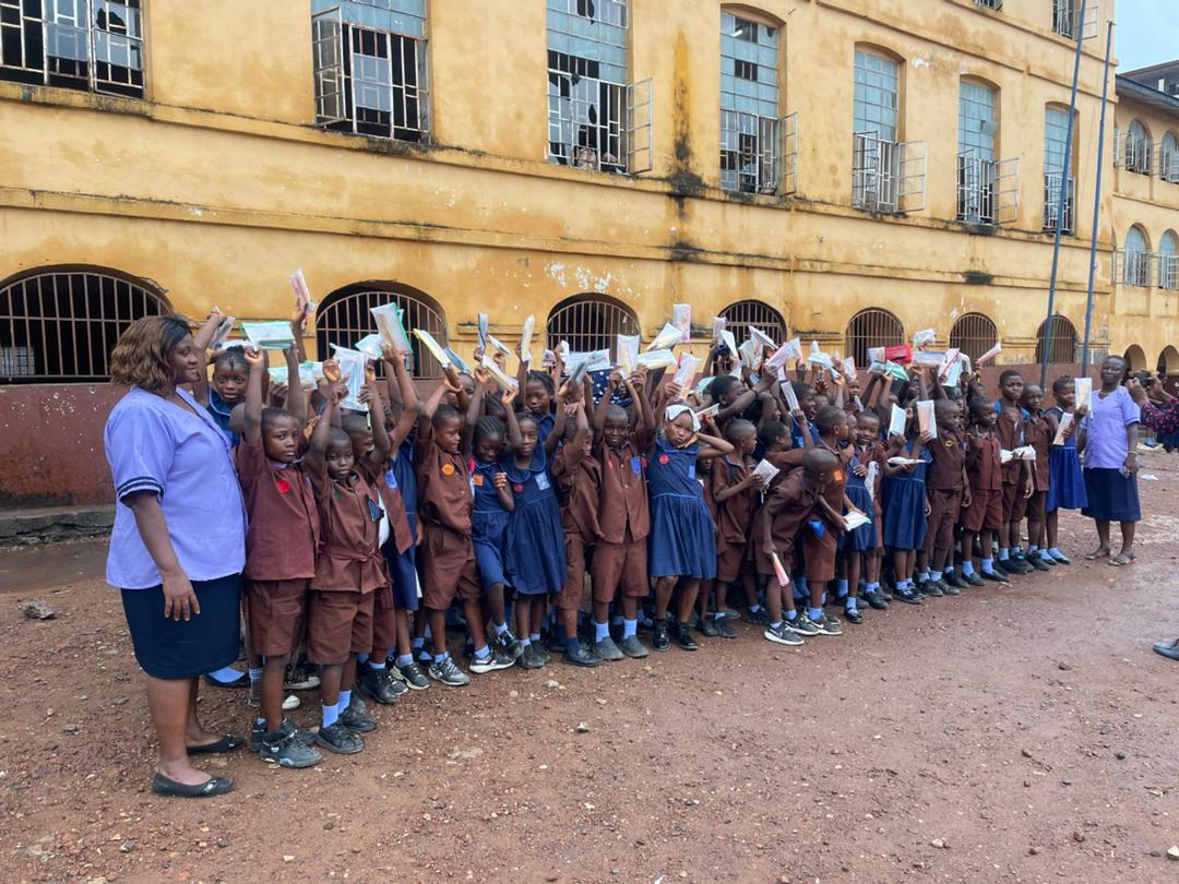 pupils at regent square municipal school with their pencils on the year of the pencil campaign launch