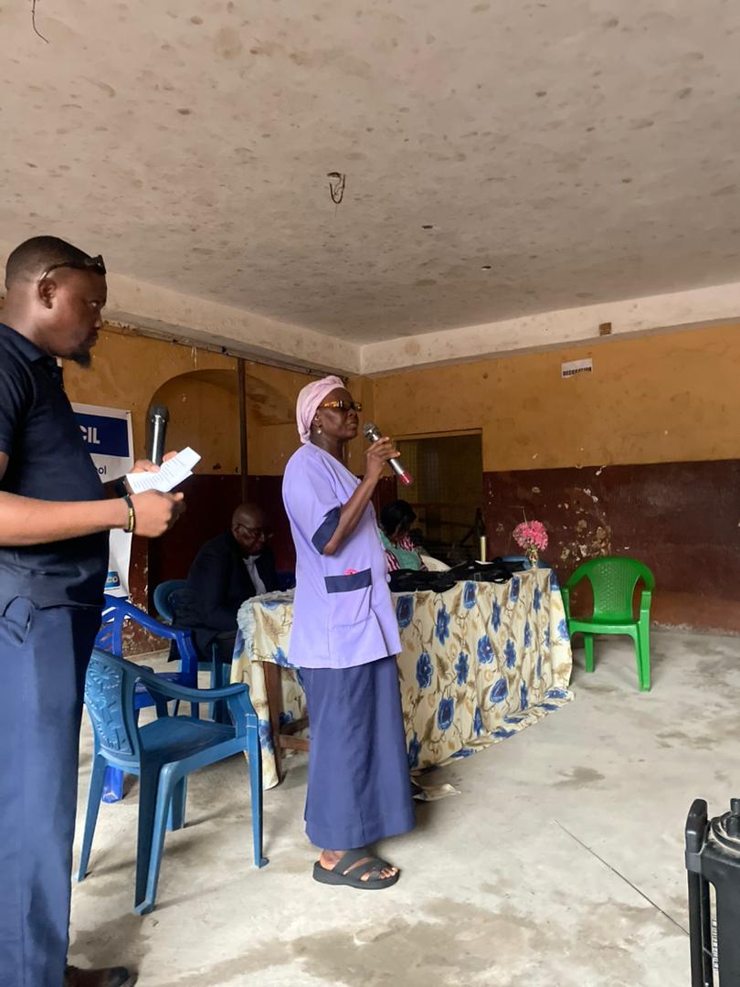 teacher addressing the audience on the year of the pencil campaign launch at regent square
