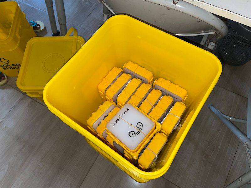 Solar Buddy Lamps In a Bucket At Develop Africa Sierra Leone