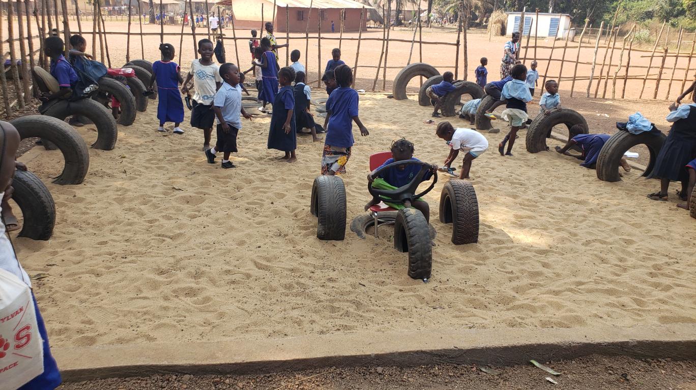 Nursery Children playing on their new playground
