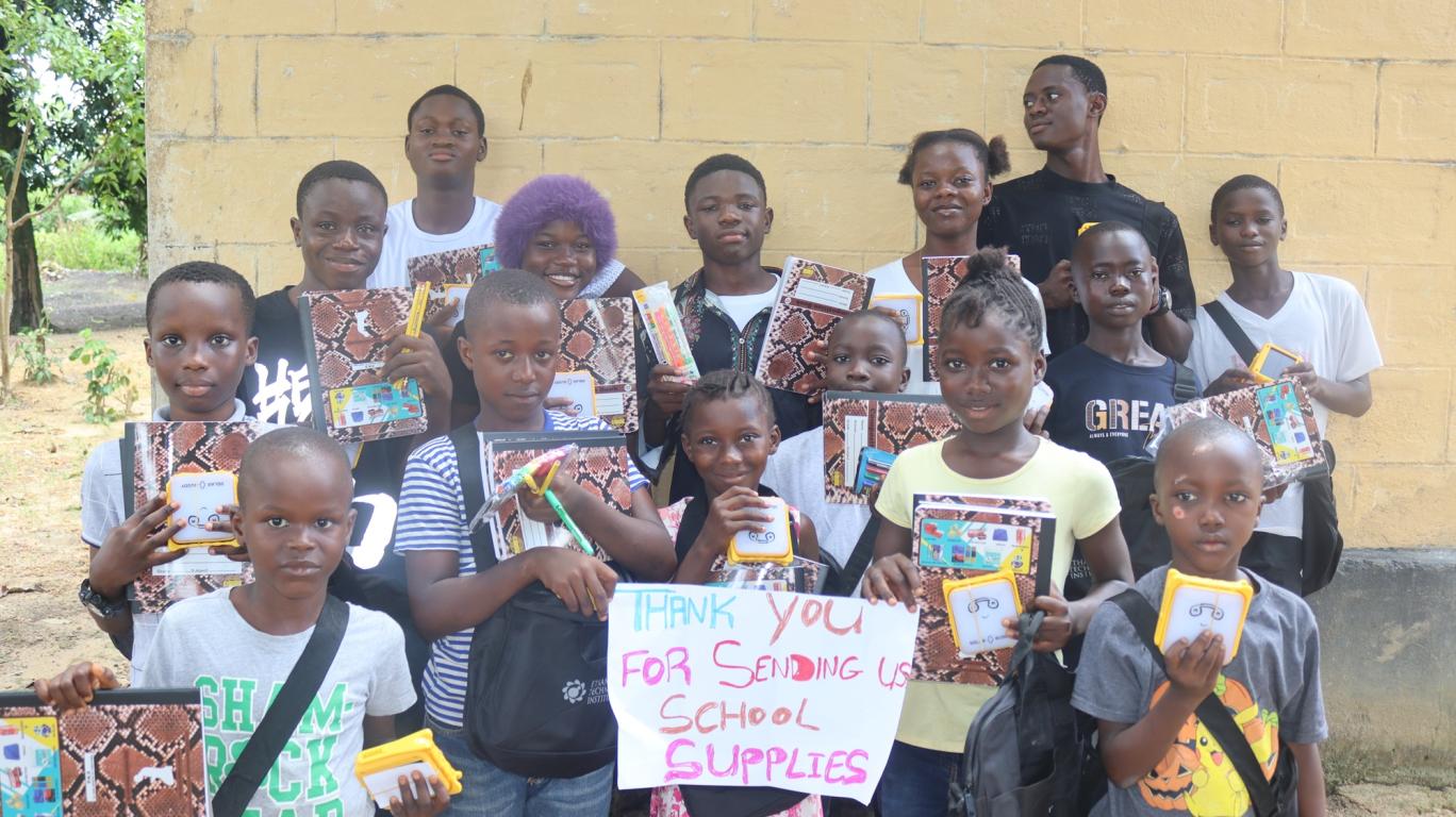 Bo Students are Thankful for the School Supplies