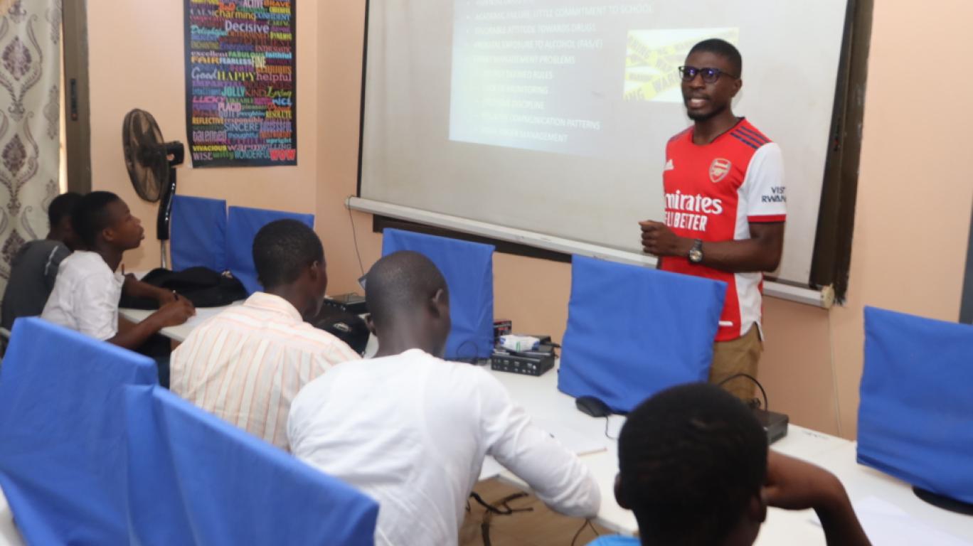 Mr. Ishmeal J. presenting at Boys Mentoring Session