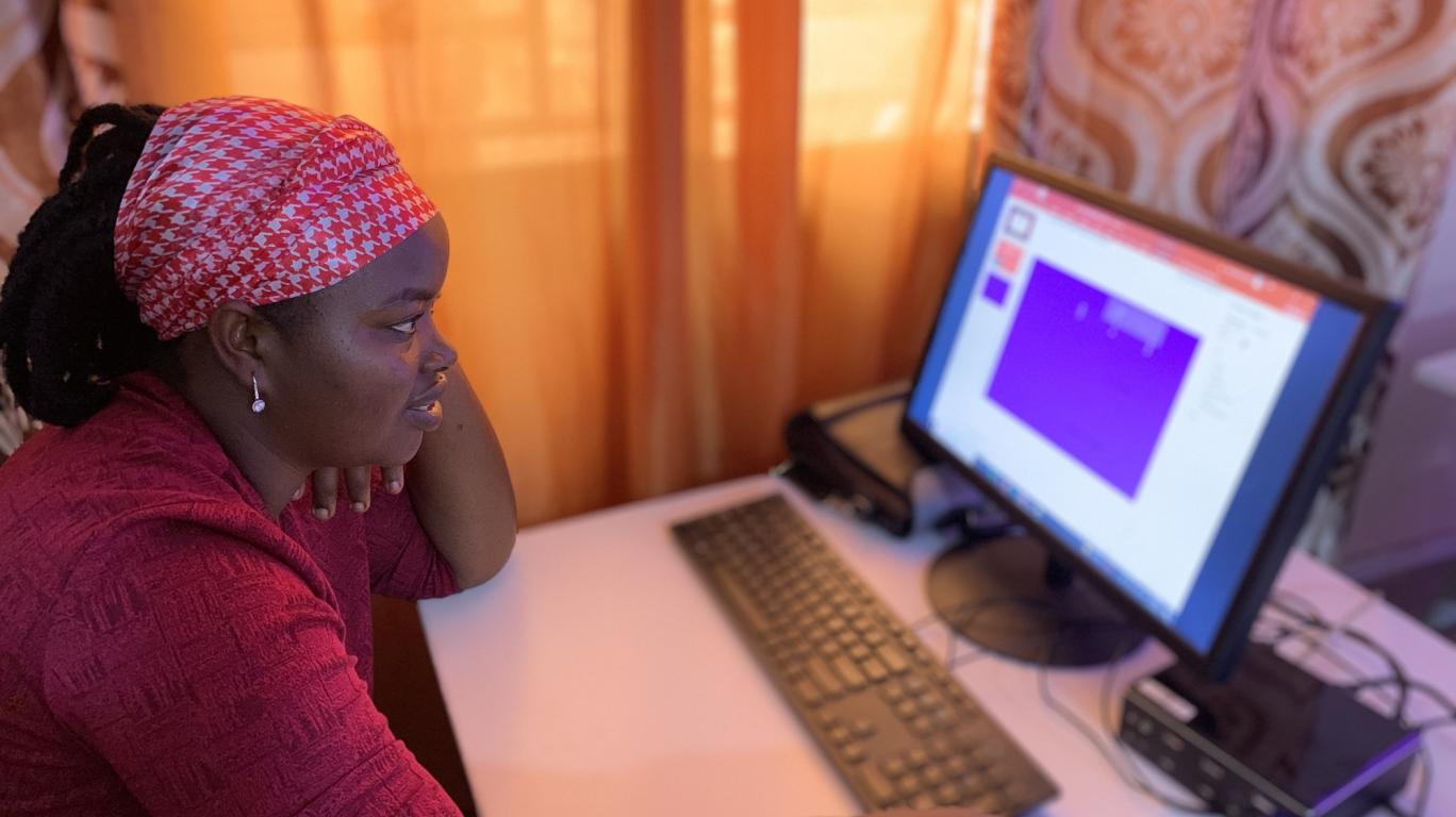Hawa in Class in the Computer Lab
