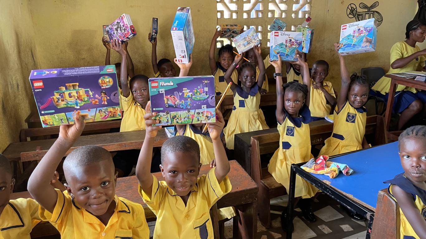 Dantrimark Academy Students showing their new Lego Sets