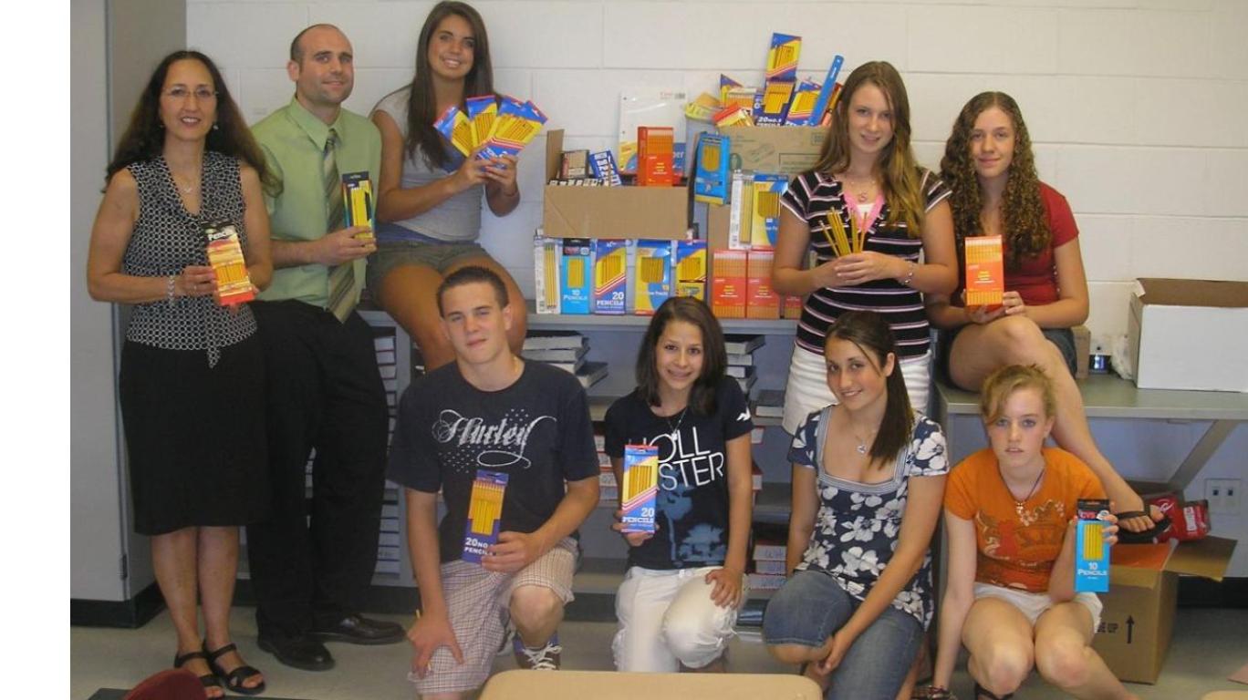 East Islip High School Students, Long Island, New York have done 7 pencil drives - over 7 years. one each year - as part of a social studies Africa Project_outreach activity