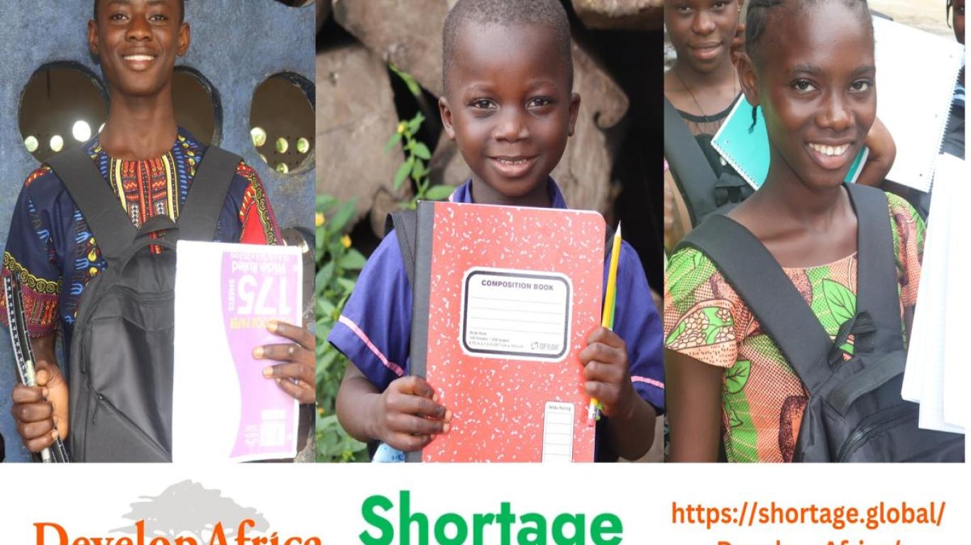 Develop Africa has partnered with Shortage to provide school supplies