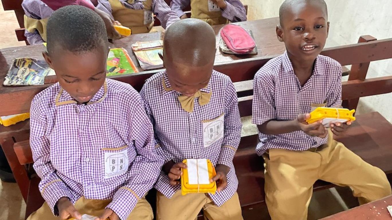 Kids with SolarBudy lamps - Sierra Leone, July 2026