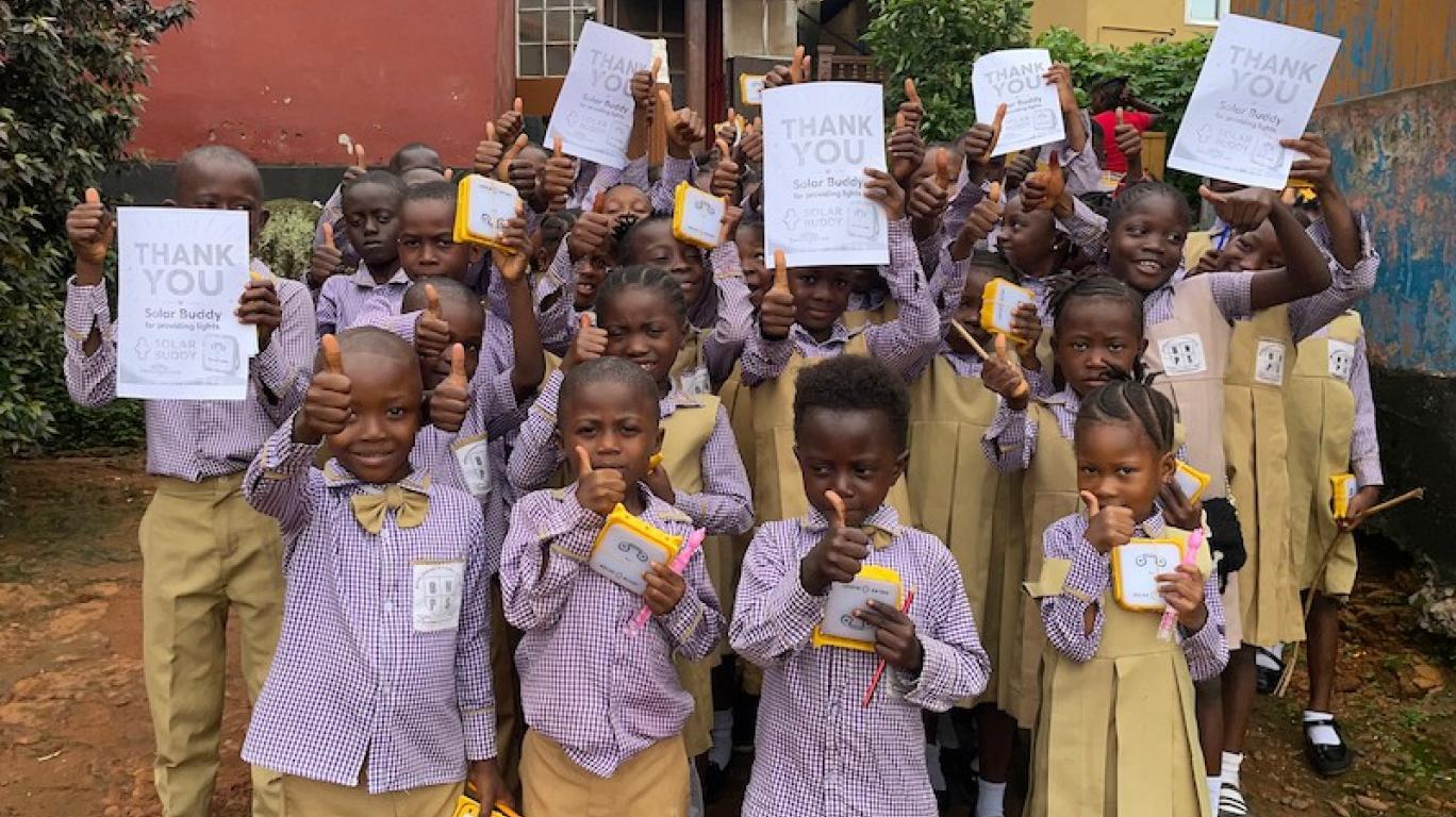 Kids with SolarBudy lamps - Sierra Leone, July 2026