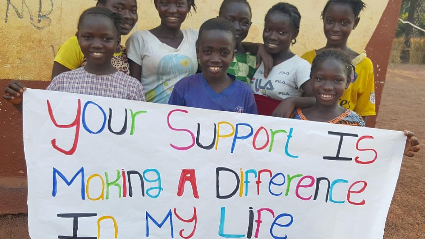 Your support is making a difference in my life - kids in Kamawornie