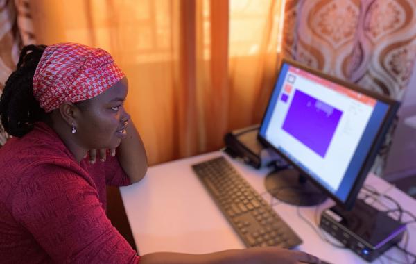 Hawa in Class in the Computer Lab