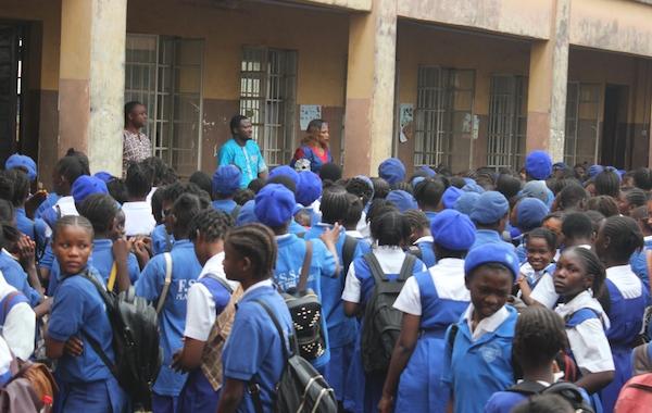 Distribution of Science kits at the Freetown City for Girls School