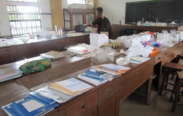 Unpacking of Science kits at the Freetown City for Girls School