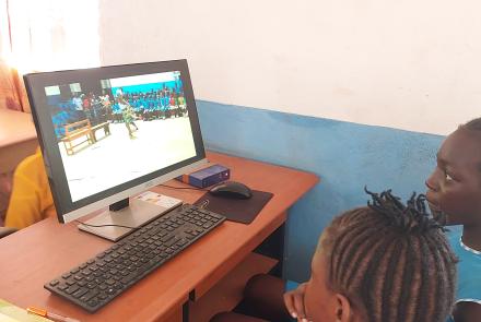 Marian & Roseline show what they are learning in computer class