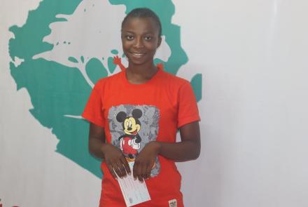 Elizabeth with tuition for Nursing School