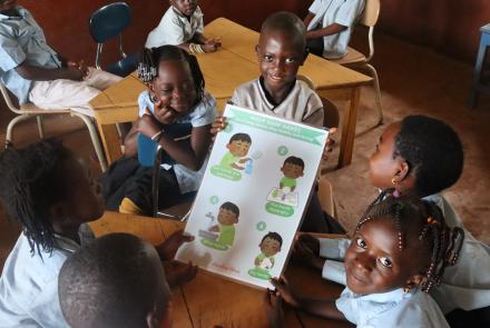 Kamawornie students with their new handwashing poster