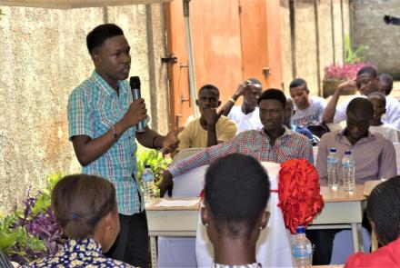 Mattia participating in the debate