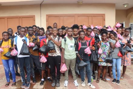 Mentees with care packages from the mentoring session