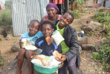 Osman, Alfred, Abdul & their mom with food support