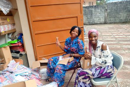 DASL Staff and volunteers sorting the pencils