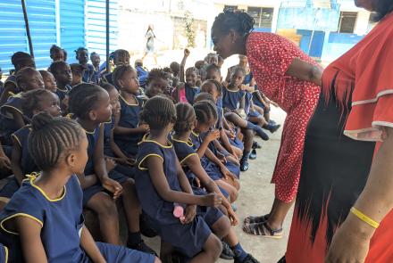 Sharon talking to the FAWE Students during her visit