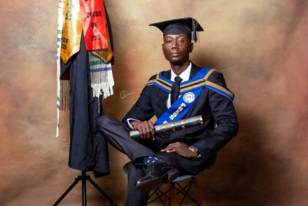 Franklyn, a long-term beneficiary of Develop Africa on his graduation day