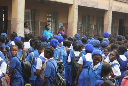 Distribution of Science kits at the Freetown City for Girls School